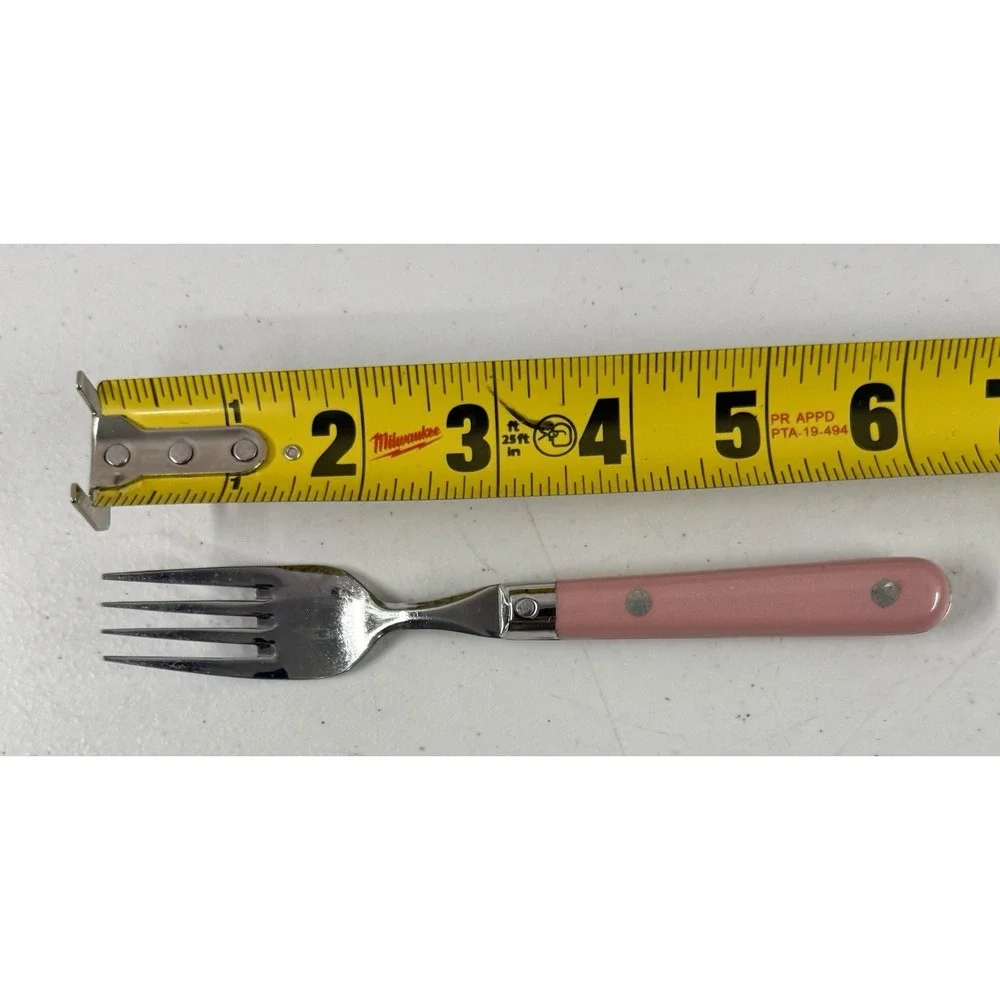 15 Piece Mixed Set of Carnival Stainless Flatware Korea Pink Handles Vintage